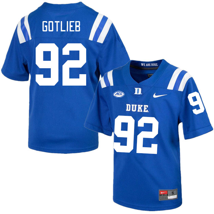 Men #92 Graham Gotlieb Duke Blue Devils College Football Jerseys Stitched-Royal